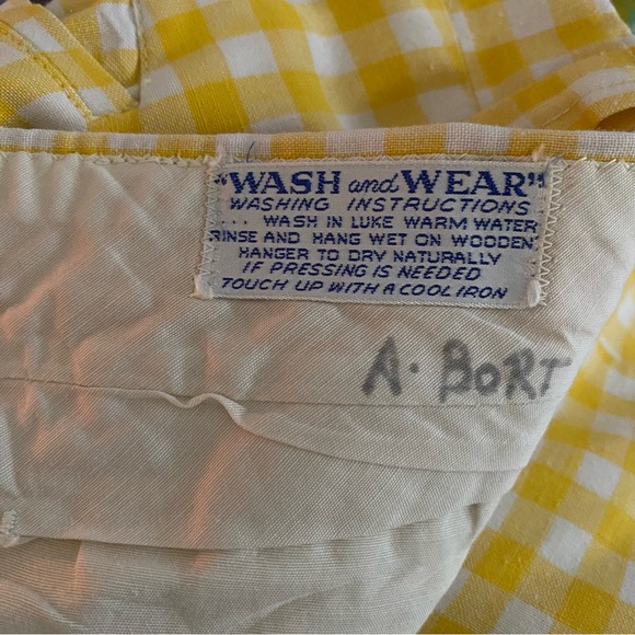 VTG yellow and white check print cotton pant - Picture 4 of 5